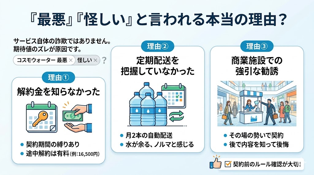 コスモウォーターが怪しいといわれる理由