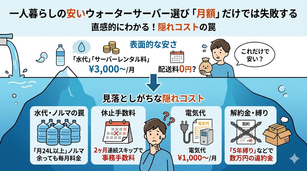 一人暮らしの安いウォーターサーバーの月額だけでは失敗する