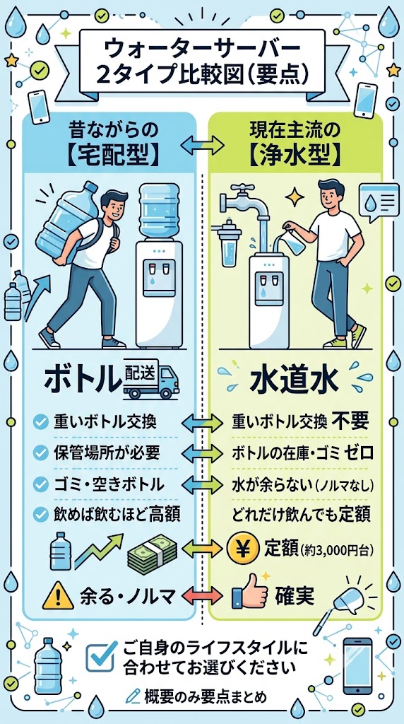 「宅配型」と「浄水型」の違い
