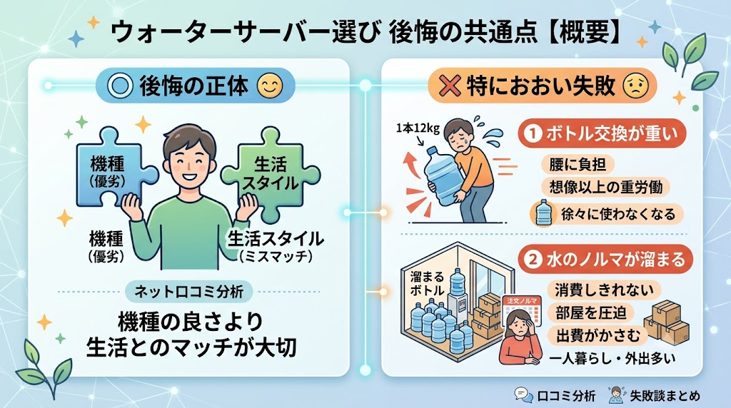ウォーターサーバー選びで後悔する人