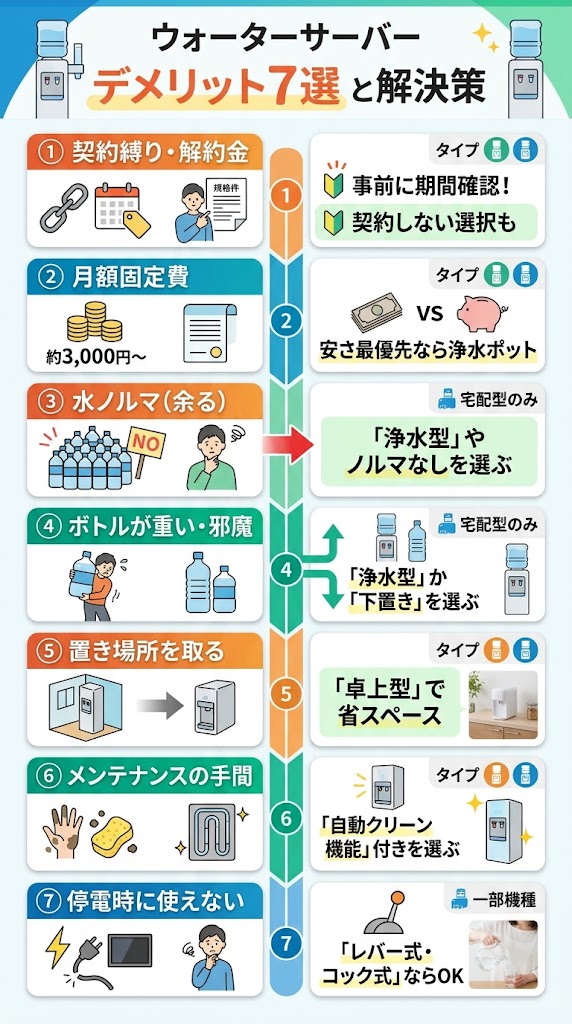 ウォーターサーバーのデメリット7つ