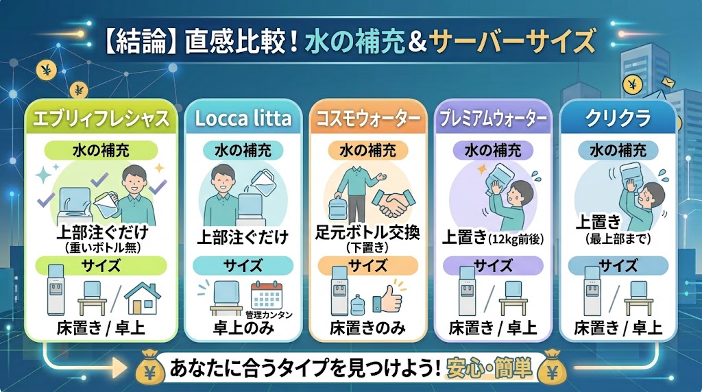 ボトル交換方式・サイズ比較