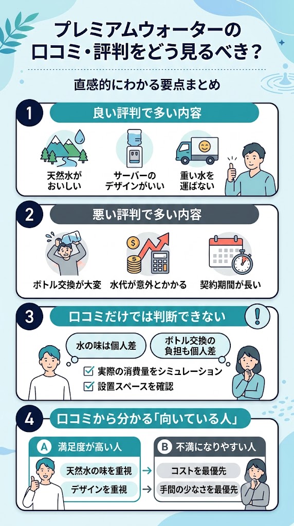 プレミアムウォーターの口コミ・評判からの判断