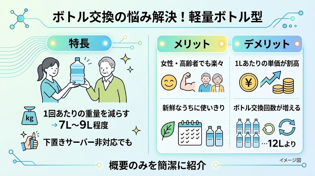 1回あたりの重量を減らす「軽量ボトル型」