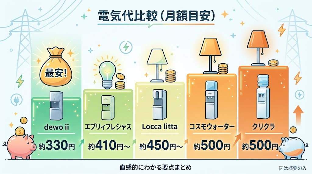 ウォーターサーバー電気代比較
