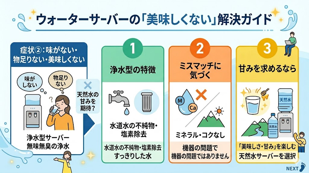 ウォーターサーバー 美味しくない場合の解決方法