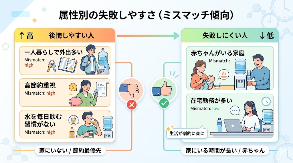 ウォーターサーバー導入で実際にはどんな人が後悔しやすいのか