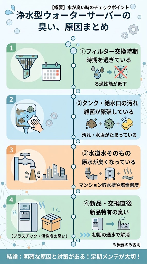 浄水型ウォーターサーバーが臭いときの原因