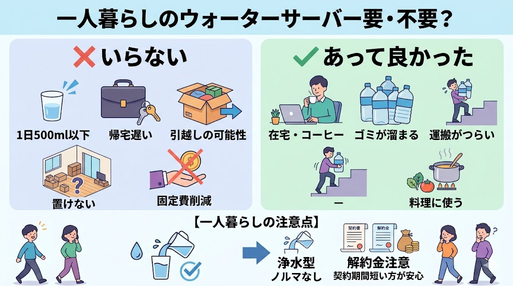 一人暮らしにウォーターサーバーは必要か不要か