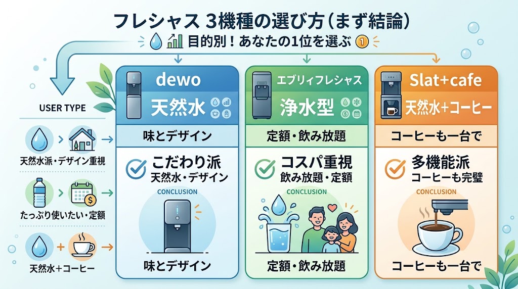 フレシャスは3機種をどう選ぶ?まず結論
