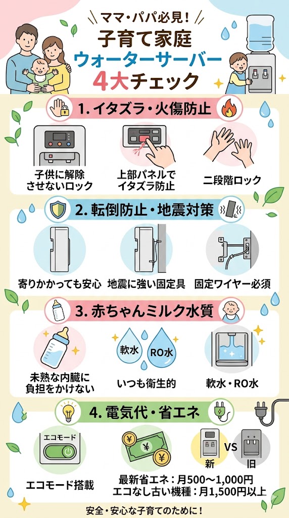 子育て粗大がチェックすべきウォーターサーバーの重要チェックポイント