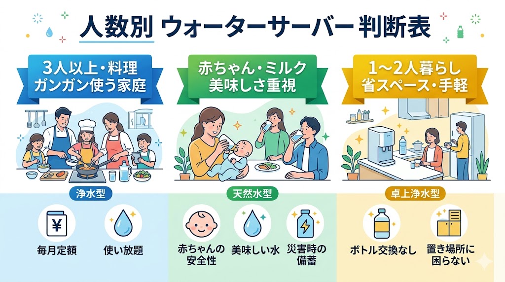 家族人数によるウォーターサーバー
