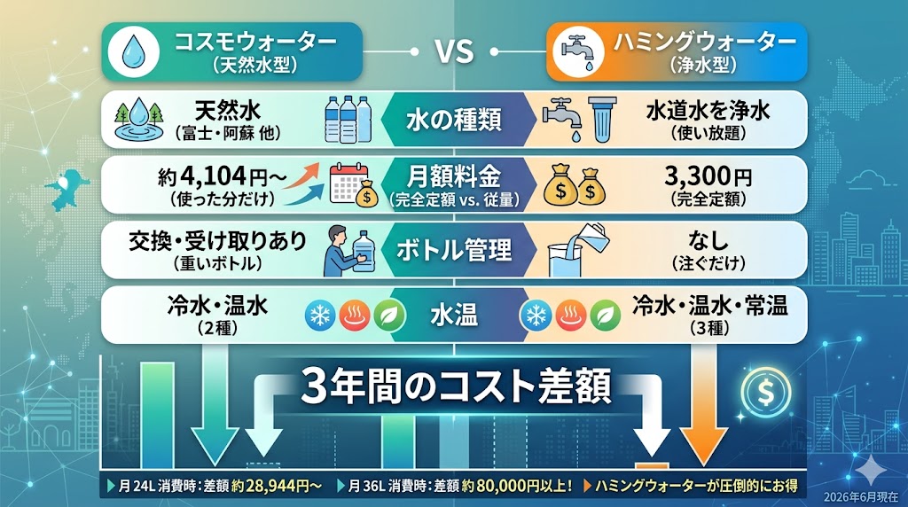 コスモウォーターとハミングウォーター比較