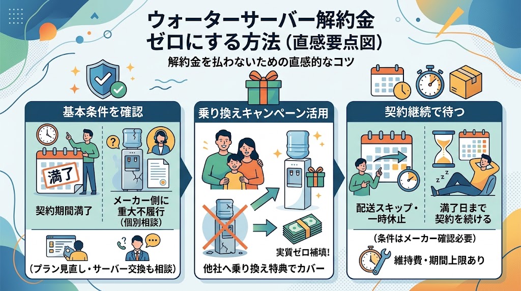 ウォーターサーバーの解約金を払わない方法はある？