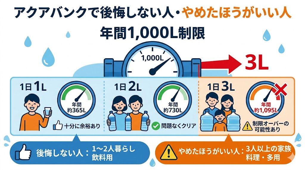 最大の注意点|1,000L制限はどれくらい使えるのか