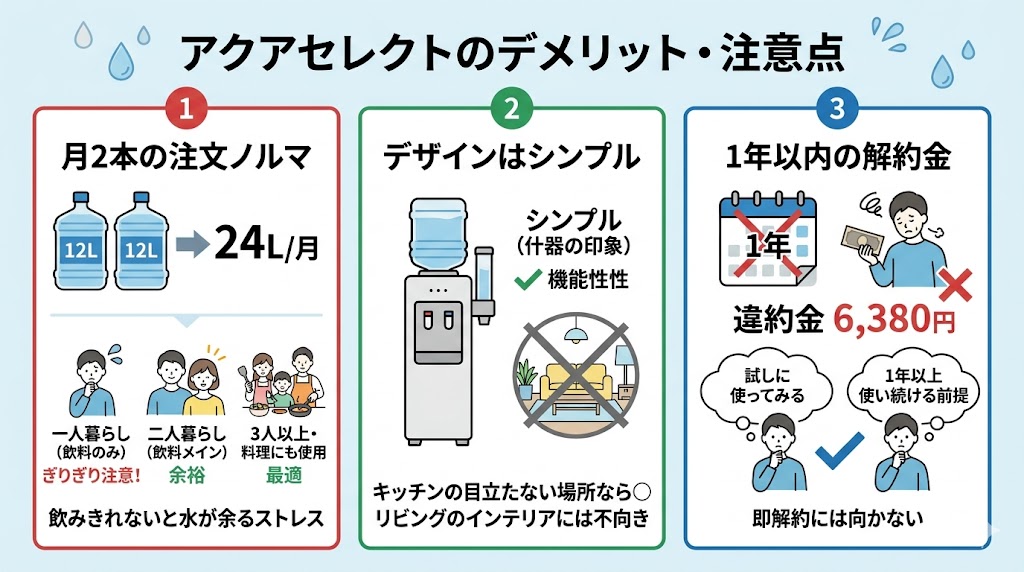 アクアセレクトのデメリット・注意点