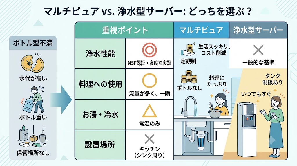 マルチピュアはウォーターサーバーの代わりになる?