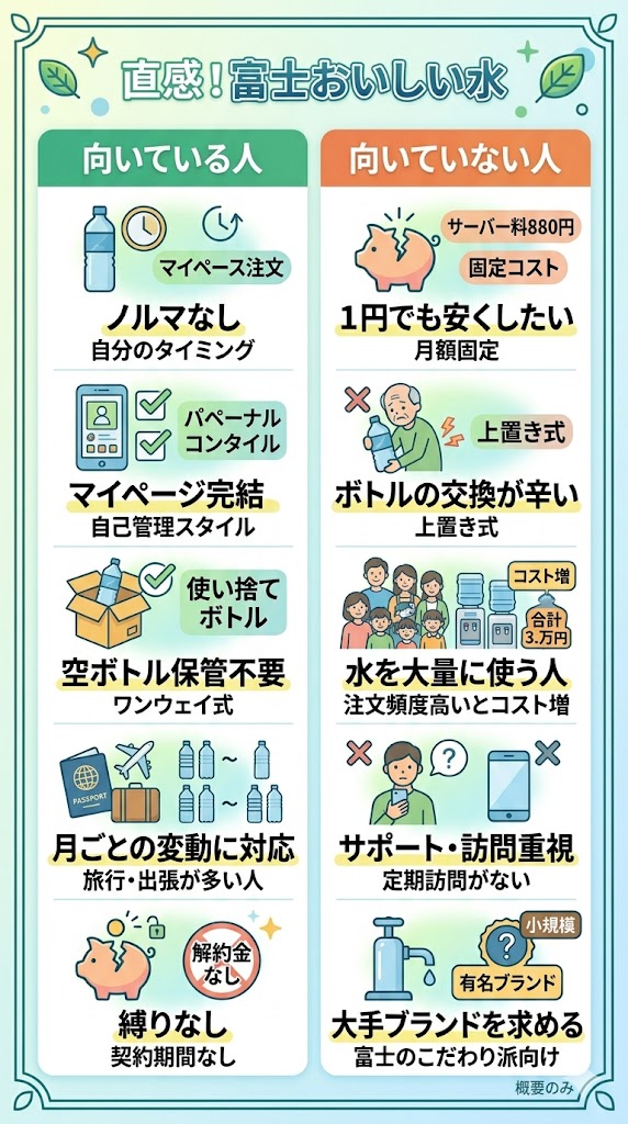富士おいしい水向いている人向いてない人