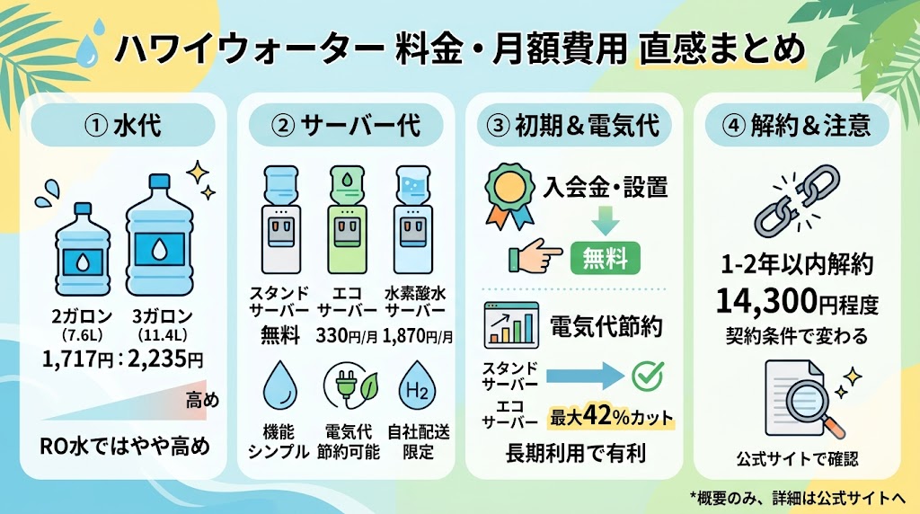 ハワイウォーターの料金・月額費用