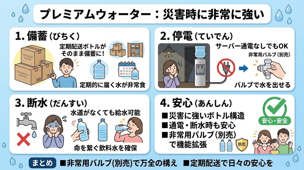 プレミアムウォーター:災害時に非常に強い
