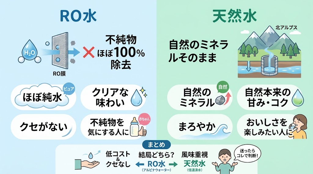 RO水と天然水の違いを比較