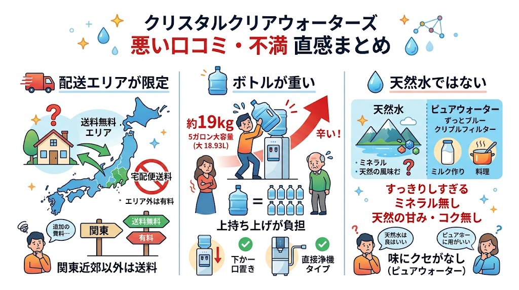 クリスタルクリアウォーターズの悪い口コミ・評判