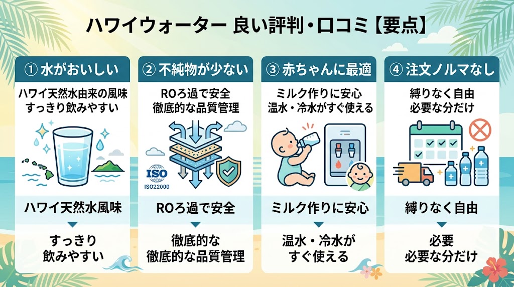 ハワイウォーターの良い口コミ・評判