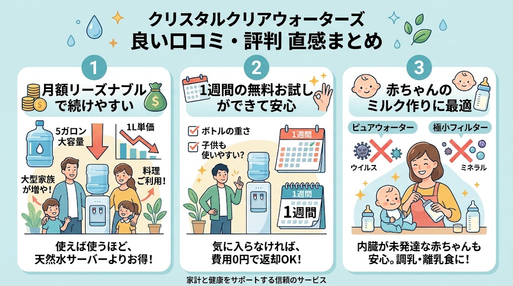 クリスタルクリアウォーターズの良い口コミ・評判
