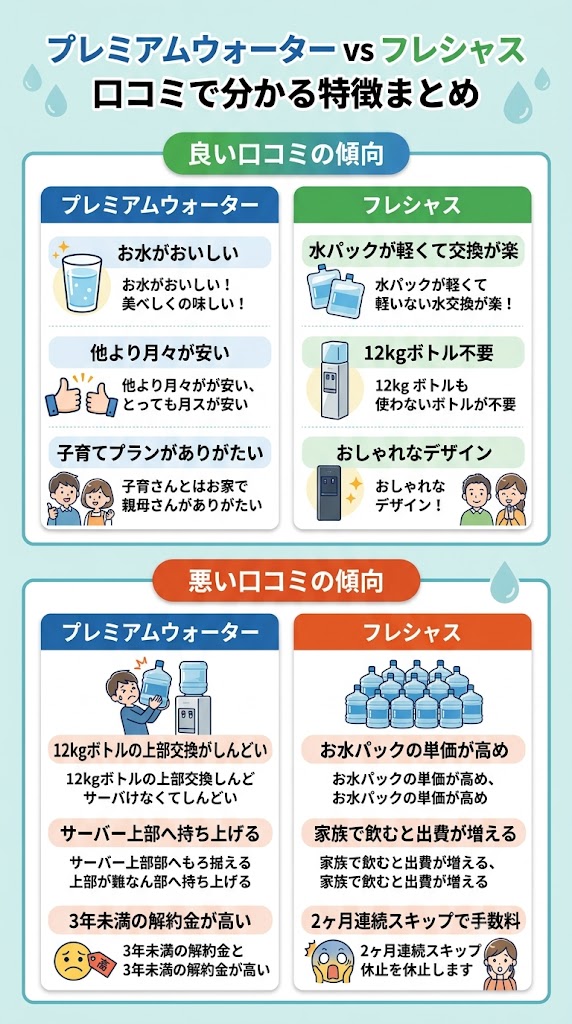 フレシャス・プレミアムウォーター口コミ比較